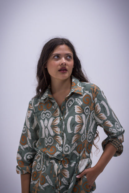 Rhea Dress - Boarder Print