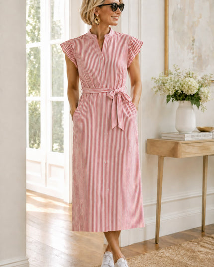 Adeline Red Stripe Dress
