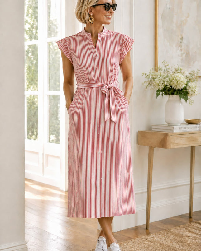 Adeline Red Stripe Dress