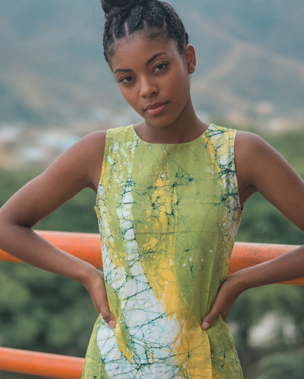 Abstract Lime Dress