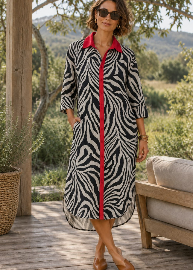 Savannah Dress - Midi Black & White
