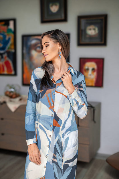 Willow Maxi Sky Palm Dress