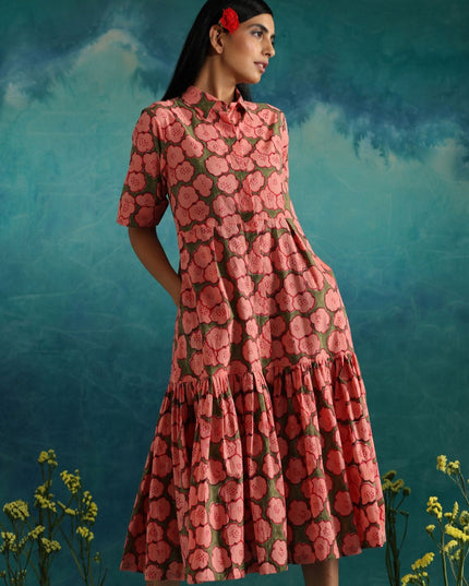 Strawberry Pleated Dress