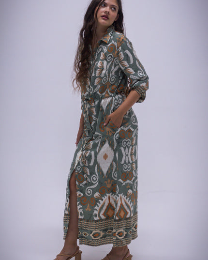 Rhea Dress - Boarder Print