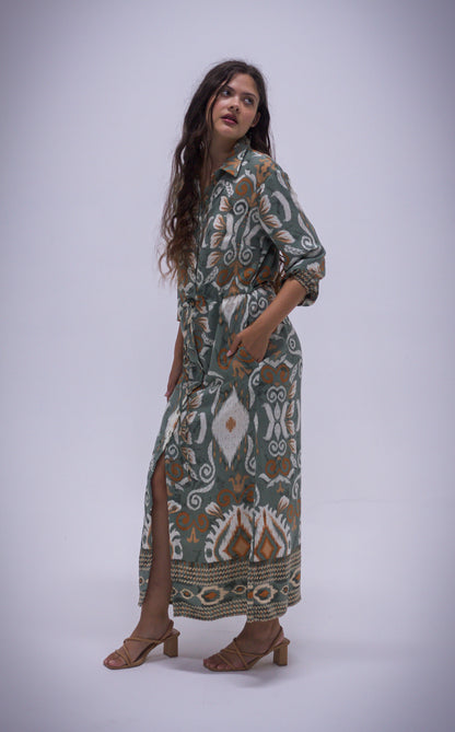 Rhea Dress - Boarder Print