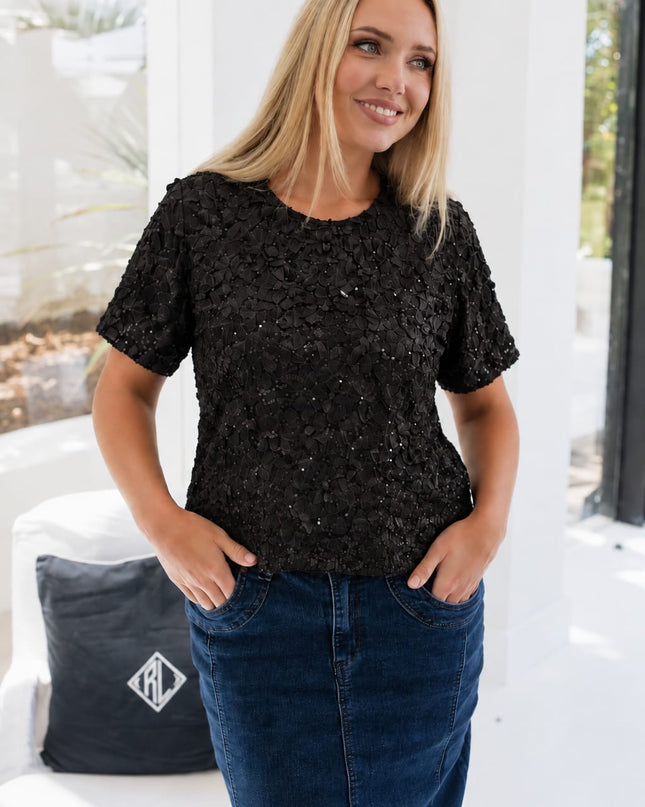 Sequin  Blouse Black
