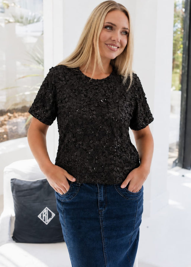 Sequin  Blouse Black