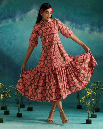 Strawberry Pleated Dress