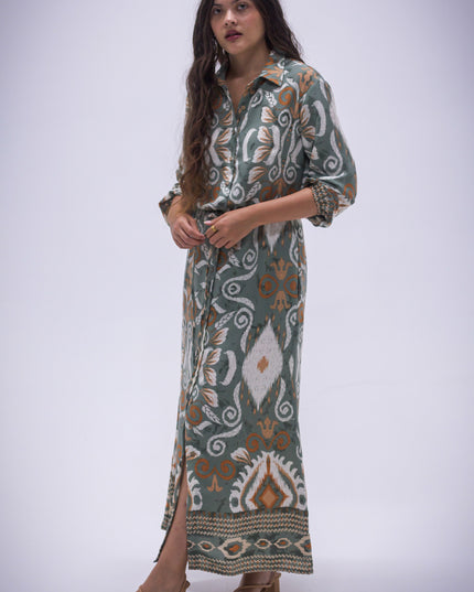 Rhea Dress - Boarder Print