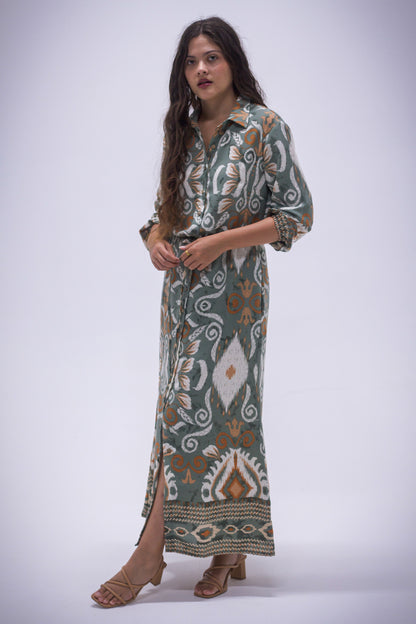 Rhea Dress - Boarder Print