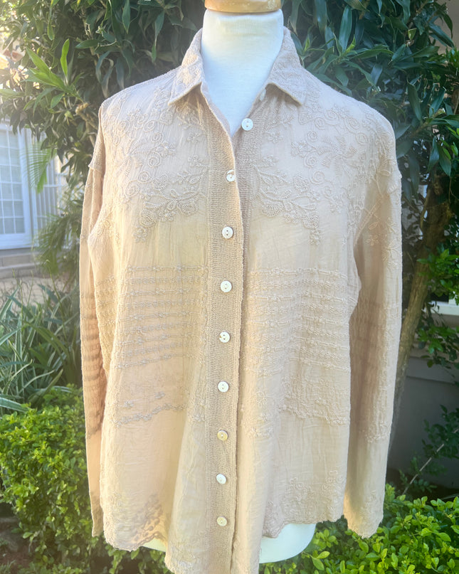 Lavish Embroidered Stone Shirt