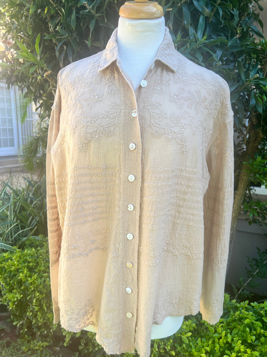 Lavish Embroidered Stone Shirt