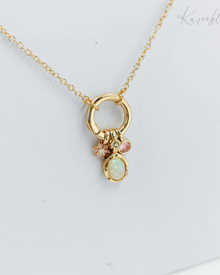 Gold Opal Charm Necklace