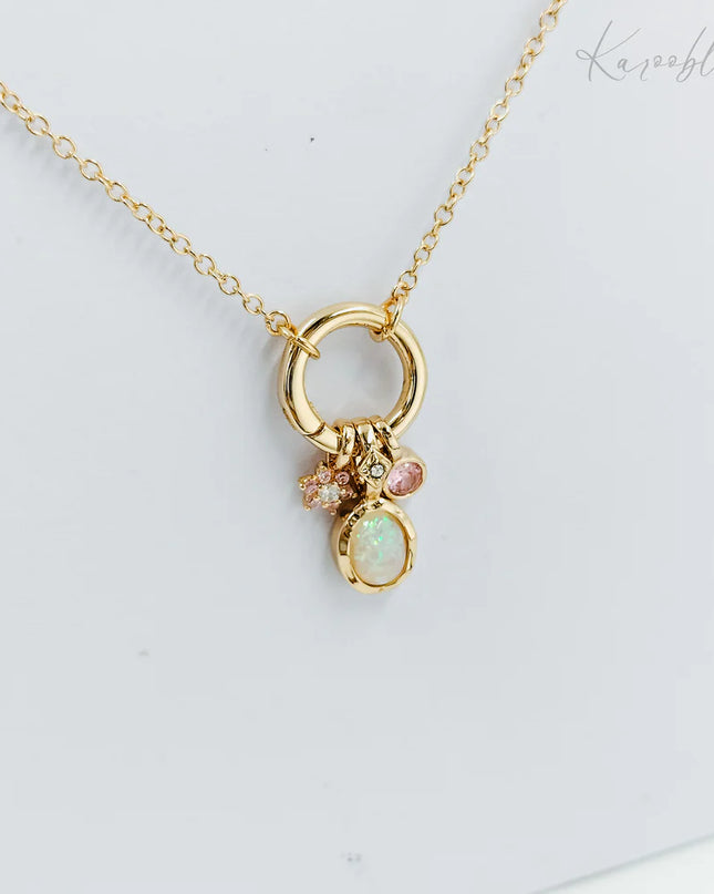 Gold Opal Charm Necklace