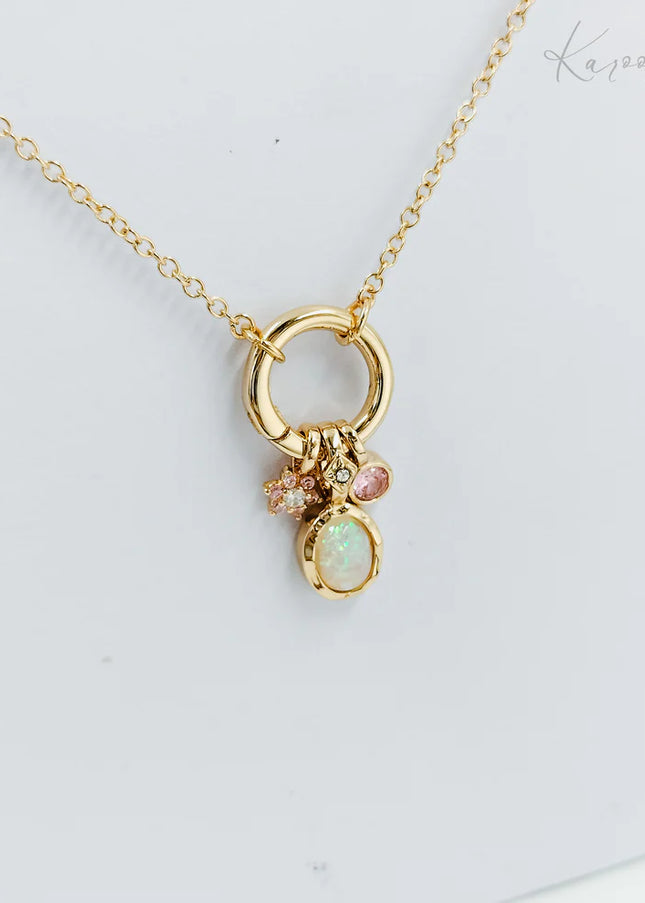 Gold Opal Charm Necklace