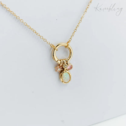 Gold Opal Charm Necklace