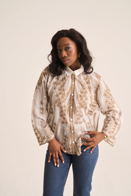 Tan Embroidered Shirt