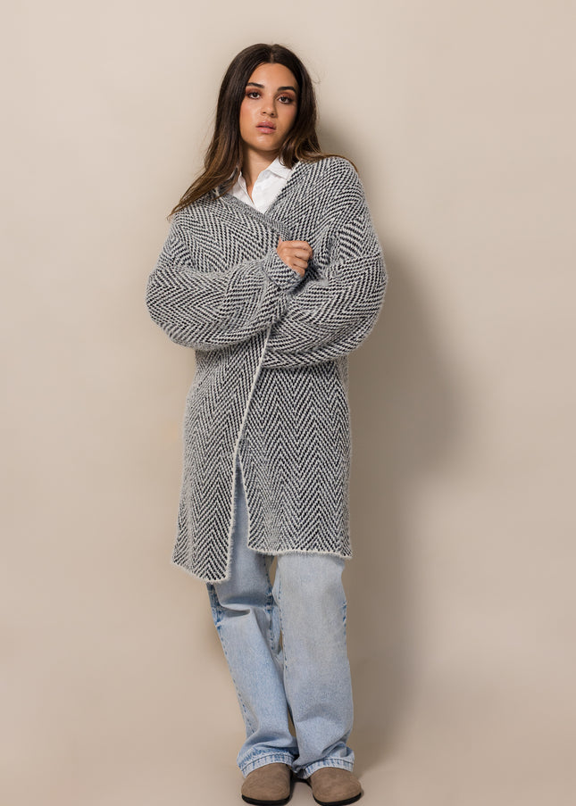 Textured Graphite Cardigan