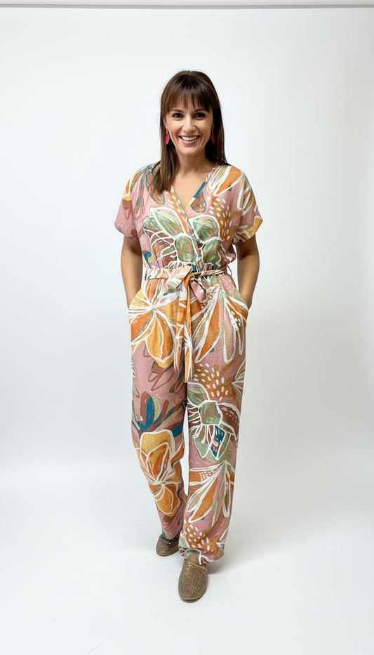 Jennifer Jumpsuit Peach Floral