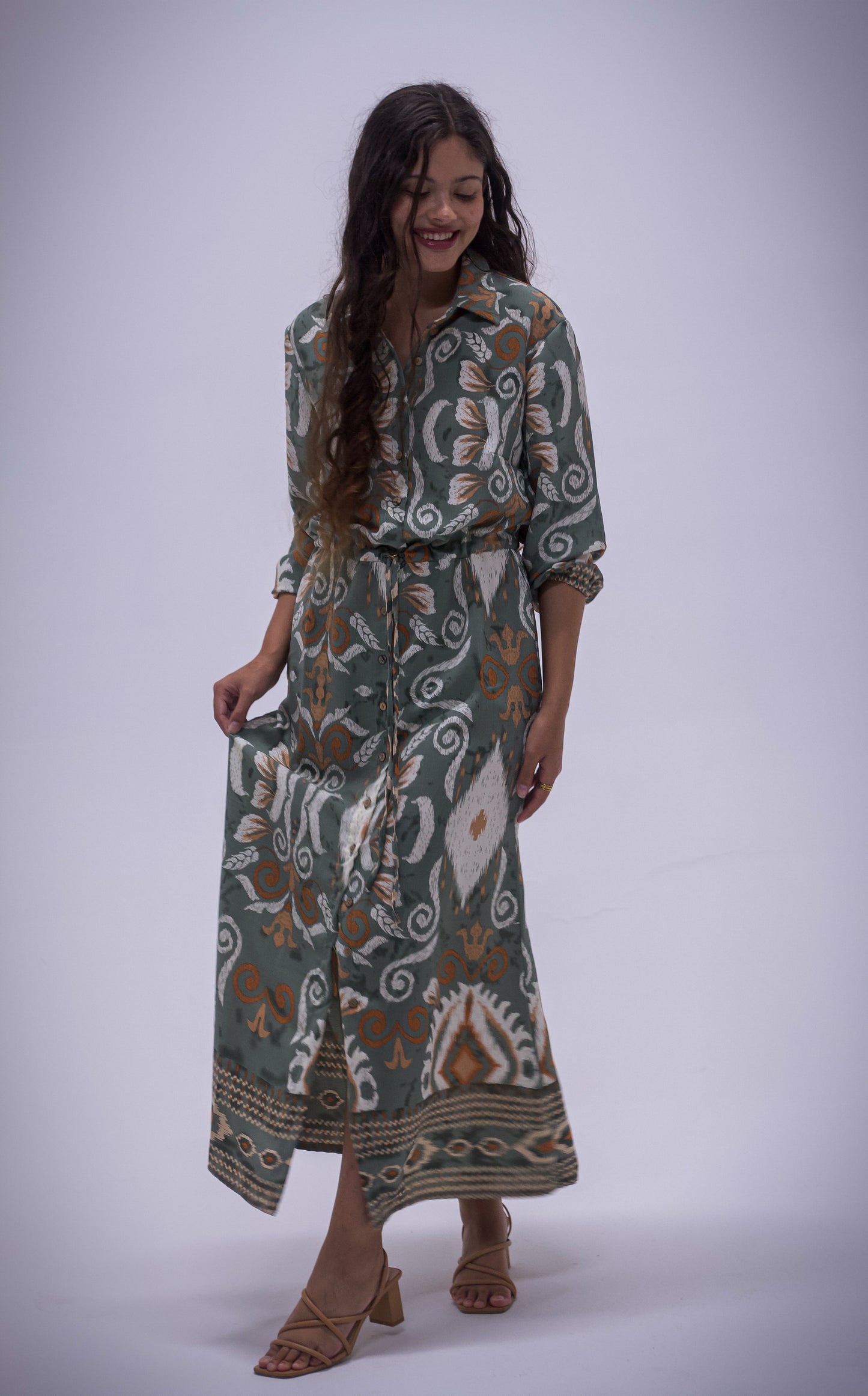 Rhea Dress - Boarder Print