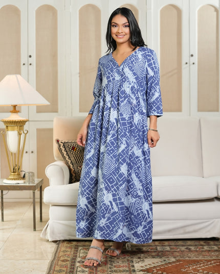 Abstract Pattern Dress - Blue