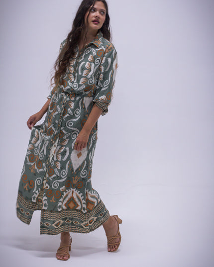 Rhea Dress - Boarder Print