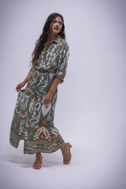 Rhea Dress - Boarder Print