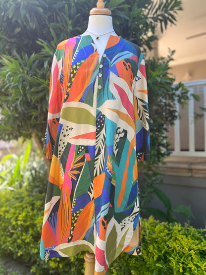 Water Colour Midi Tunic Dress
