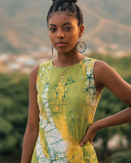 Abstract Lime Dress
