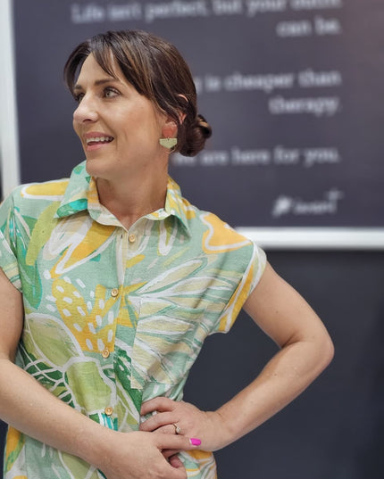 Charlotte Dress - Green and Yellow Floral
