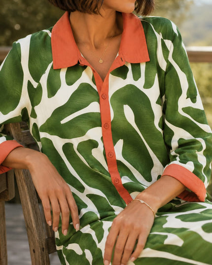 Savannah Dress - Green and Orange