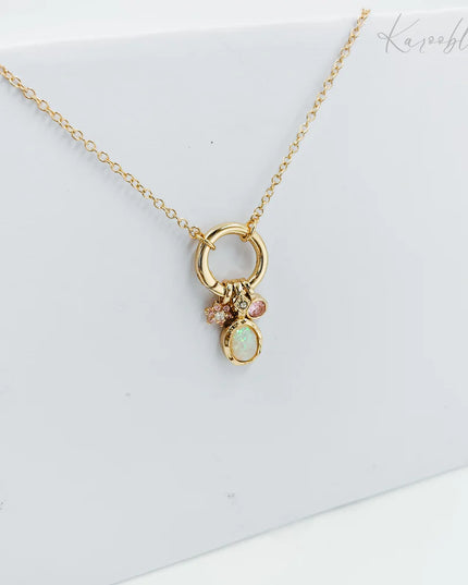 Gold Opal Charm Necklace