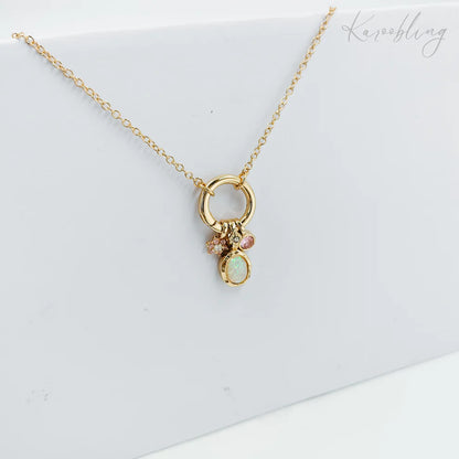 Gold Opal Charm Necklace