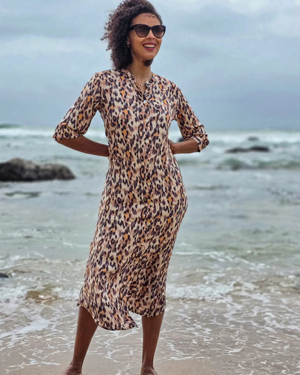 Beauty Waterfall Leopard Dress
