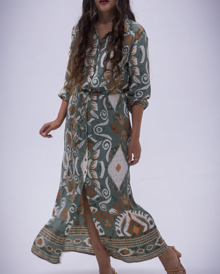 Rhea Dress - Boarder Print