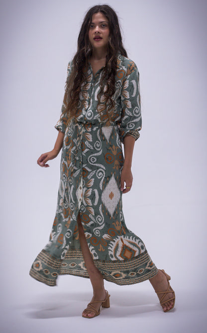 Rhea Dress - Boarder Print