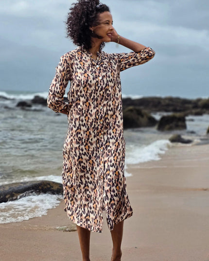 Beauty Waterfall Leopard Dress