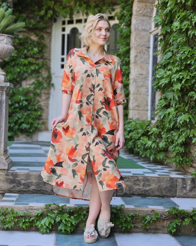 Savannah Peach Floral Dress