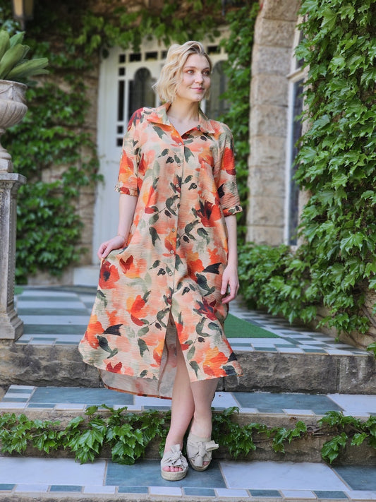 Savannah Peach Floral Dress