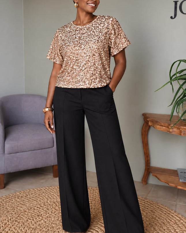 Sequin Blouse Nude