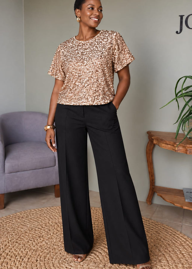 Sequin Blouse Nude
