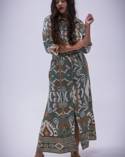 Rhea Dress - Boarder Print