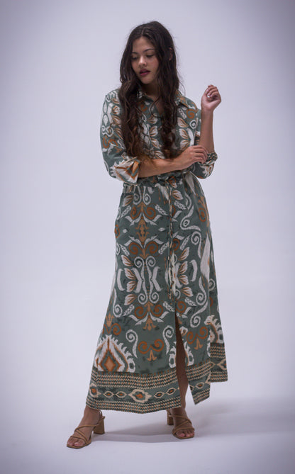 Rhea Dress - Boarder Print