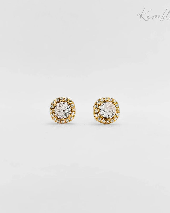 Sterling Silver Cushion Stud in Gold