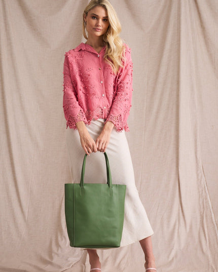 Vine Cotton Blouse - Pink