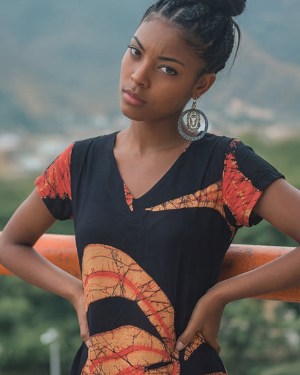 Orange Leaf Maxi Dress