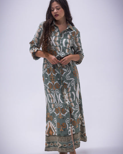 Rhea Dress - Boarder Print