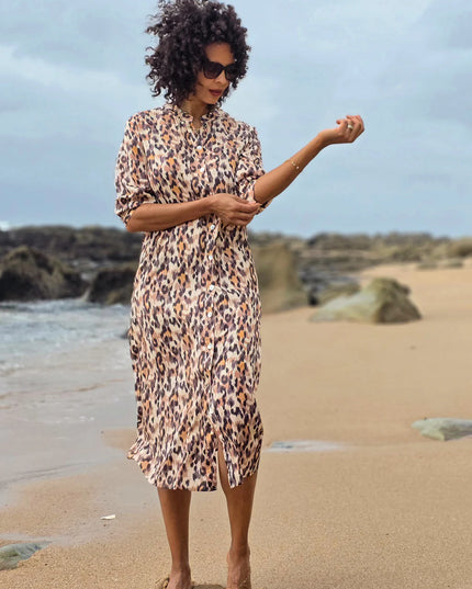 Beauty Waterfall Leopard Dress