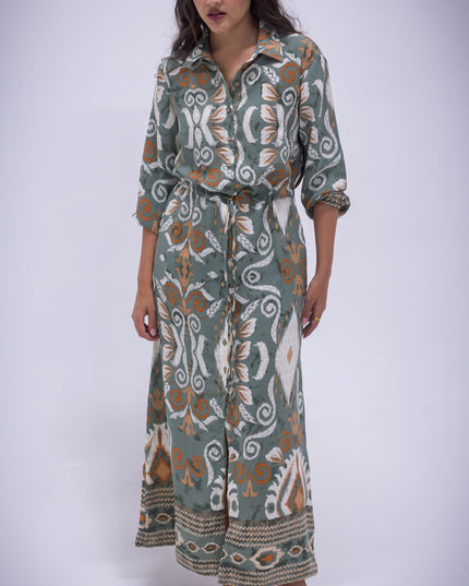 Rhea Dress - Boarder Print