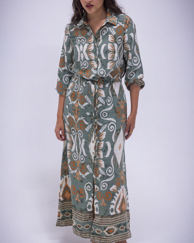 Rhea Dress - Boarder Print